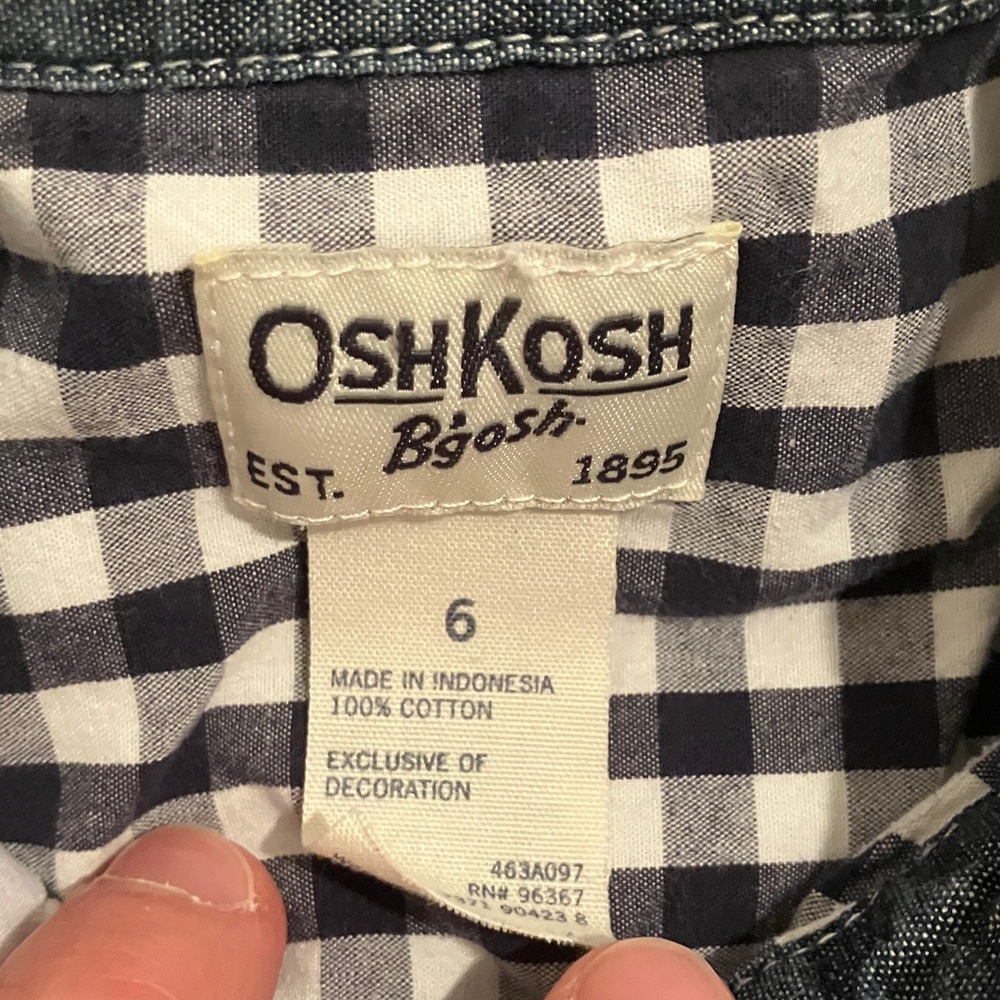OshKosh B'gosh Blue and White Button Up Dress Shirt Size 6 - Picture 2 of 6